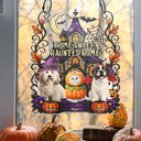 Playful,Indoor Decor,Halloween,Pet Lovers,Vector - Home Sweet Haunted Home Halloween Pets - Personalized Window Hanging Suncatcher Ornament