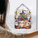 Playful,Indoor Decor,Halloween,Pet Lovers,Vector - Home Sweet Haunted Home Halloween Pets - Personalized Window Hanging Suncatcher Ornament