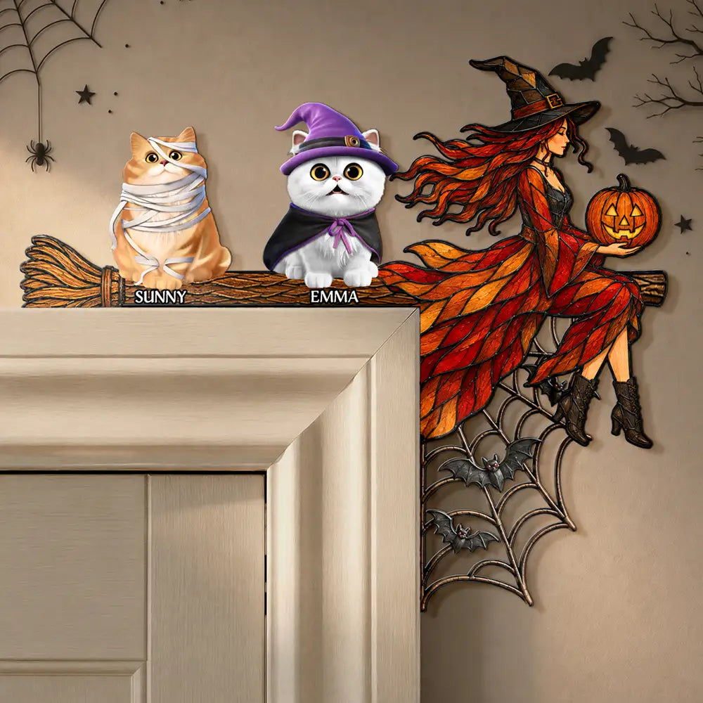 Playful,Halloween,Pet Lovers,Vector - Pet Lovers Halloween - Personalized Door Corner Wood Sign