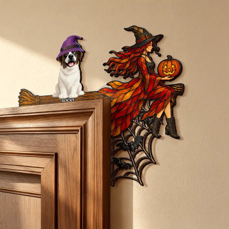 Playful,Halloween,Pet Lovers,Vector - Pet Lovers Halloween - Personalized Door Corner Wood Sign