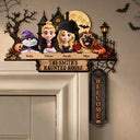 Adorable,Halloween,Family,Vector - Haunted House Family Welcome - Personalized Door Corner Wood Sign