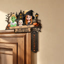 Adorable,Halloween,Family,Vector - Haunted House Family Welcome - Personalized Door Corner Wood Sign