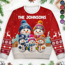 Christmas,Cozy,Family,Icon - Family Snowmen 3D Effect - Personalized Unisex Ugly Sweater