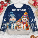 Christmas,Cozy,Family,Icon - Family Snowmen 3D Effect - Personalized Unisex Ugly Sweater