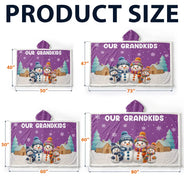 Adorable,Christmas,Gift For Grandma,Icon - My Grandkids Snowmen 3D Effect - Personalized Wearable Hooded Blanket