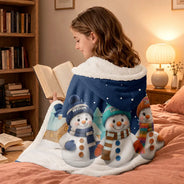 Adorable,Christmas,Gift For Grandma,Icon - My Grandkids Snowmen 3D Effect - Personalized Wearable Hooded Blanket