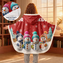 Adorable,Christmas,Gift For Grandma,Icon - My Grandkids Snowmen 3D Effect - Personalized Wearable Hooded Blanket
