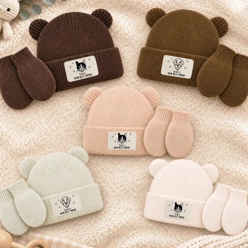Adorable,Pet Mom,New Baby,Christmas,Gift For Mother,Pet Lovers,Vector - Dog Cat New Best Friend New Baby - Personalized Baby Beanie And Mittens