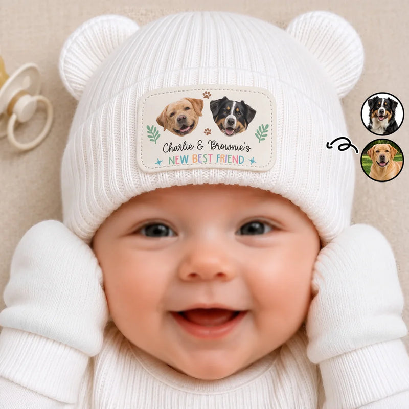Adorable,New Baby,Christmas,Custom Photo,Pet Lovers,Cut-Face Photo - Custom Photo Pet New Best Friend Baby Shower Gifts For New Mom New Dad New Baby - Personalized Baby Beanie And Mittens