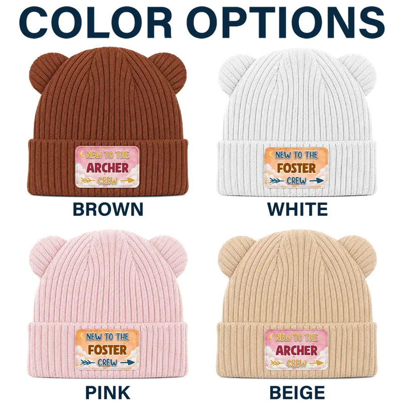 Adorable,New Baby,New Mom,Christmas,Gift For Mother,Custom Text - New To Family Crew - Personalized Baby Beanie And Mittens