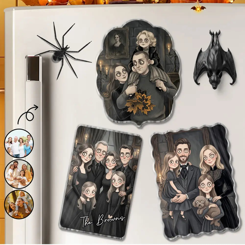 Art Design,Playful,Halloween,Family,Photo - Gothic Portrait Art - Custom Photo Gothic Portrait Art Family Spooky Halloween - Personalized Acrylic Magnet
