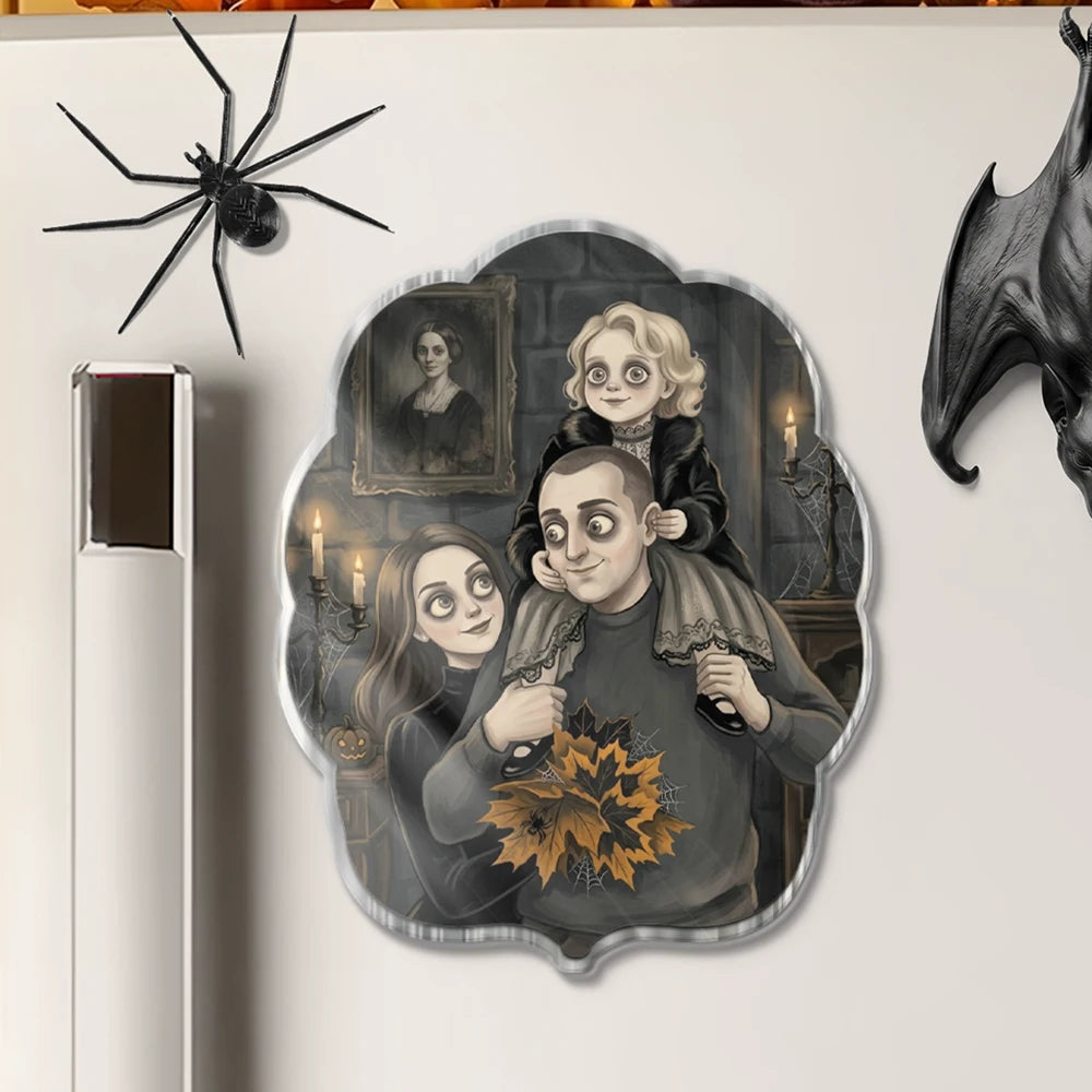 Art Design,Playful,Halloween,Family,Photo - Gothic Portrait Art - Custom Photo Gothic Portrait Art Family Spooky Halloween - Personalized Acrylic Magnet