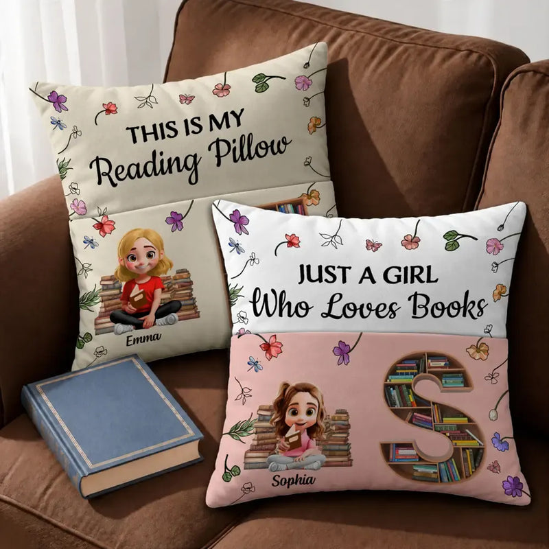 Gift For Children,Christmas,Gift For Mother,Cozy,Reading,Mom - Daughter (Young),Gift For Daughter,Vector - Floral Book Lovers This Is My Reading Pillow - Personalized Pocket Pillow