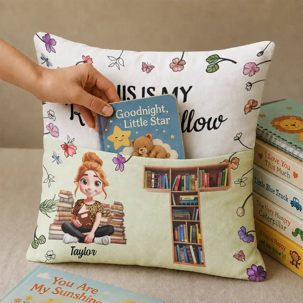 Gift For Children,Christmas,Gift For Mother,Cozy,Reading,Mom - Daughter (Young),Gift For Daughter,Vector - Floral Book Lovers This Is My Reading Pillow - Personalized Pocket Pillow