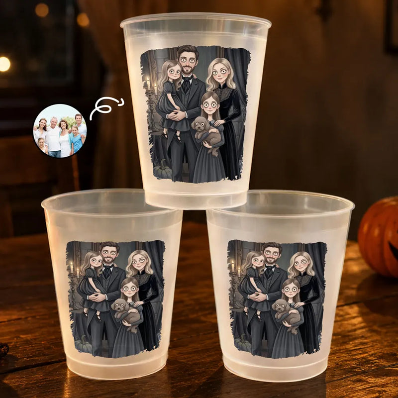 Art Design,Playful,Halloween,Family,Photo - Gothic Portrait Art - Custom Photo Gothic Portrait Art Family Spooky Halloween - Personalized Frosted Cups