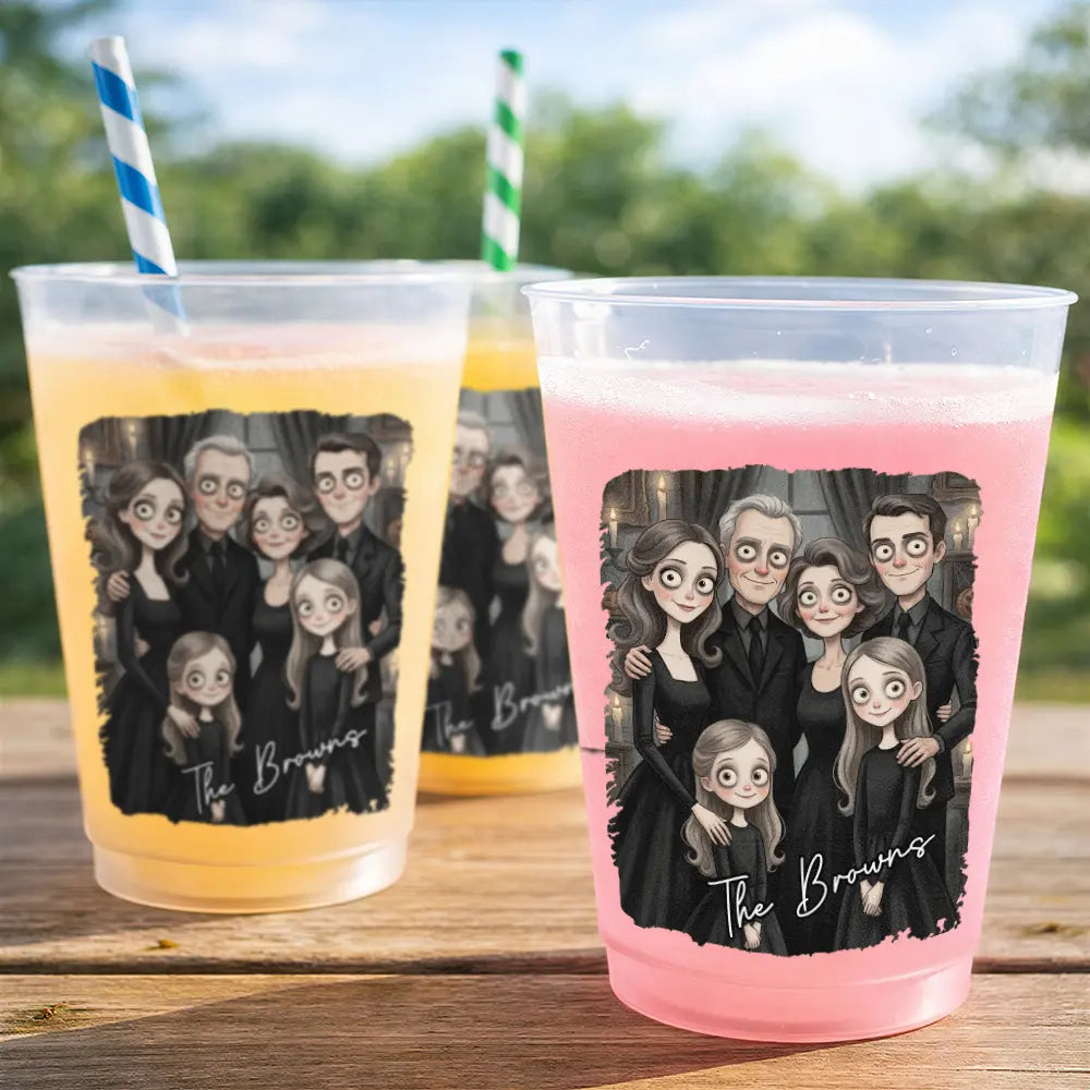 Art Design,Playful,Halloween,Family,Photo - Gothic Portrait Art - Custom Photo Gothic Portrait Art Family Spooky Halloween - Personalized Frosted Cups