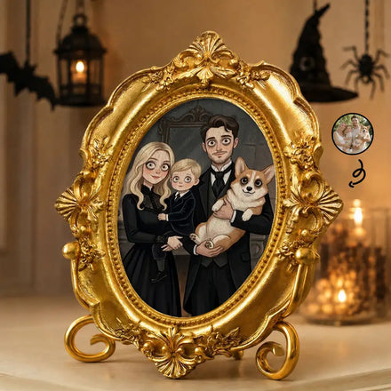 Custom Photo Gothic Portrait Art Family Spooky Halloween - Personalized Ornate Frame