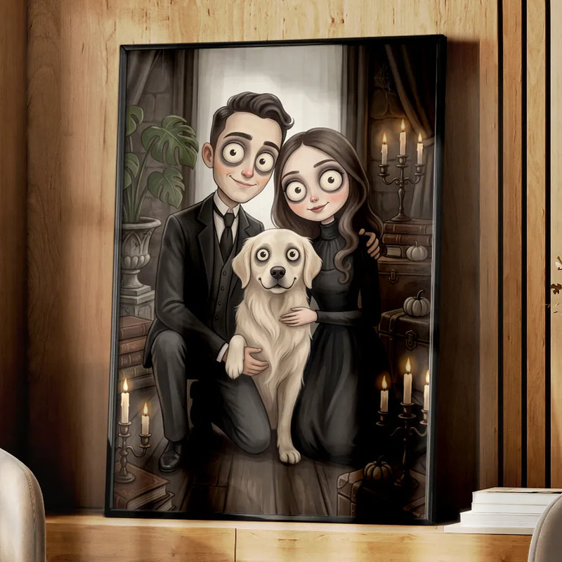 Art Design,Anniversary,Halloween,Romantic,Gift For Couples,Photo - Gothic Portrait Art - Custom Photo Gothic Portrait Art Couple Spooky Halloween - Personalized Poster