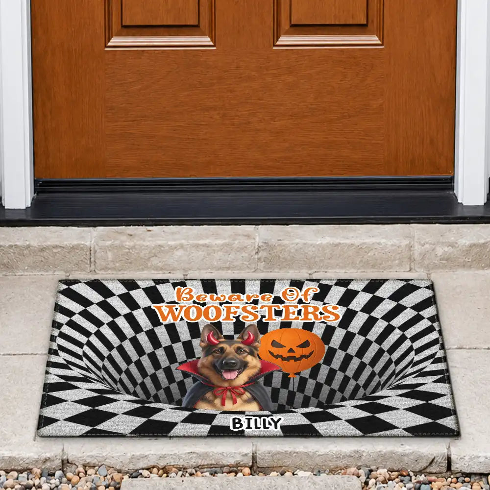 Art Design,Playful,Halloween,Pet Lovers,Photo - Halloween Theme Accessories 3D Cartoon - Custom Photo 3D Halloween Themed Pet Spooky Haunted Home - Personalized Doormat