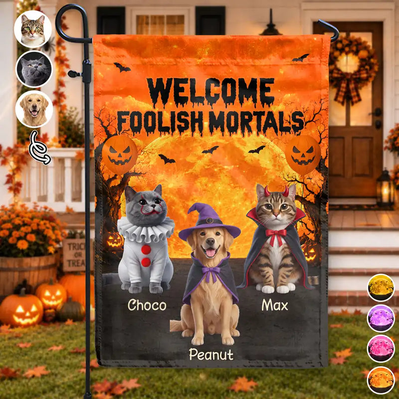 Pet Mom,Art Design,Playful,Halloween,Gift For Mother,Pet Lovers,Photo - Halloween Theme Accessories 3D Cartoon - Custom Photo 3D Halloween Themed Pet Spooky Haunted Home - Personalized Flag