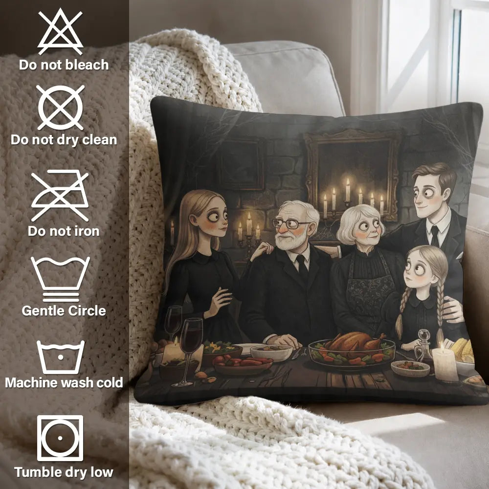 Adorable,Art Design,Halloween,Family,Photo - Gothic Portrait Art - Custom Photo Gothic Portrait Art Family Spooky Halloween - Personalized Pillow