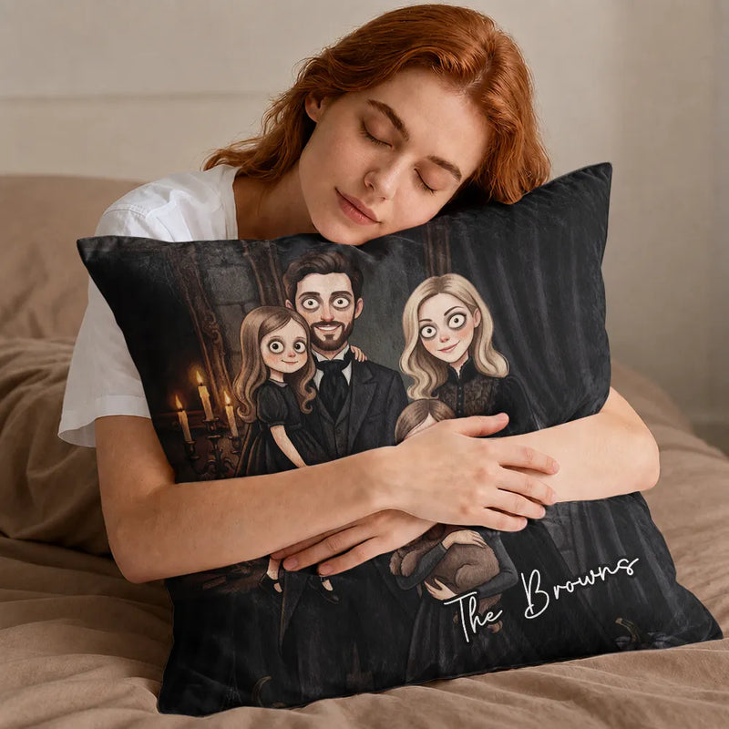 Adorable,Art Design,Halloween,Family,Photo - Gothic Portrait Art - Custom Photo Gothic Portrait Art Family Spooky Halloween - Personalized Pillow