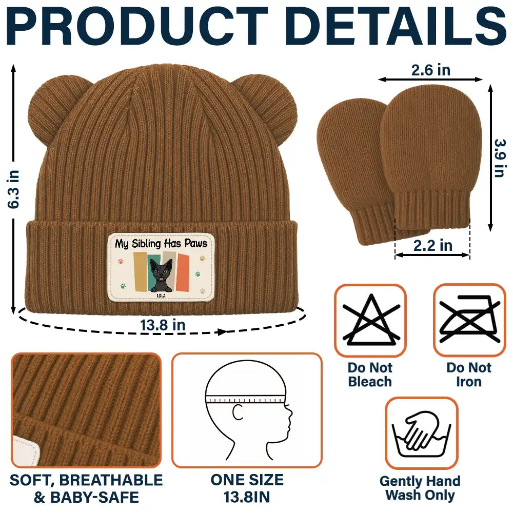 Pet Mom,New Baby,Playful,Christmas,Gift For Mother,Pet Lovers,Vector - My Siblings Haves Paws Baby Shower Gifts For New Mom New Dad New Baby - Personalized Baby Beanie And Mittens
