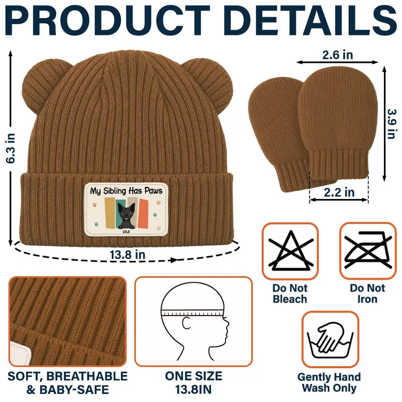 Pet Mom,New Baby,Playful,Christmas,Gift For Mother,Pet Lovers,Vector - My Siblings Haves Paws Baby Shower Gifts For New Mom New Dad New Baby - Personalized Baby Beanie And Mittens