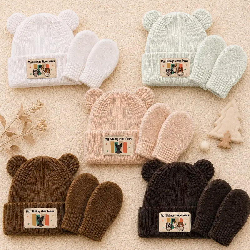 Pet Mom,New Baby,Playful,Christmas,Gift For Mother,Pet Lovers,Vector - My Siblings Haves Paws Baby Shower Gifts For New Mom New Dad New Baby - Personalized Baby Beanie And Mittens