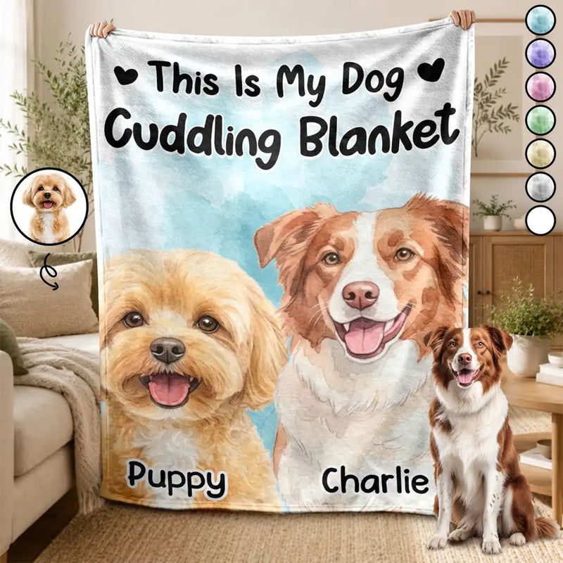 Art Design,Dog Mom,Playful,Christmas,Gift For Mother,Pet Lovers,Photo - Watercolor - Remove BG - Custom Photo Realistic Watercolor Art Our Cuddling Blanket Pet Mom - Personalized Fleece Blanket, Sherpa Blanket