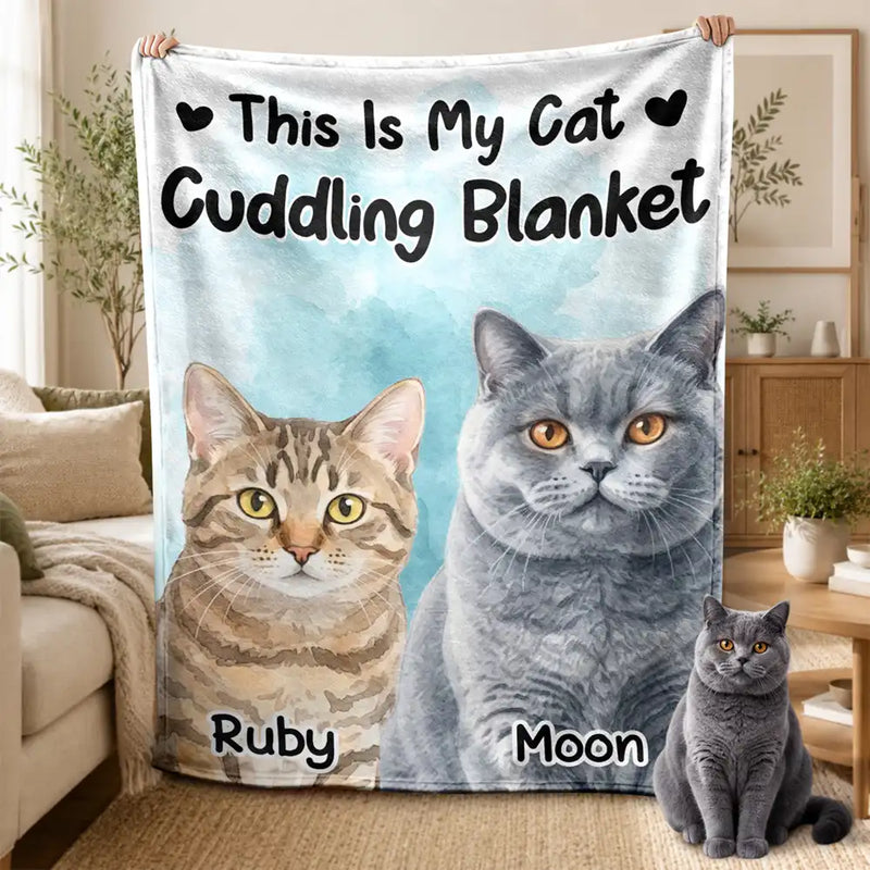Art Design,Dog Mom,Playful,Christmas,Gift For Mother,Pet Lovers,Photo - Watercolor - Remove BG - Custom Photo Realistic Watercolor Art Our Cuddling Blanket Pet Mom - Personalized Fleece Blanket, Sherpa Blanket