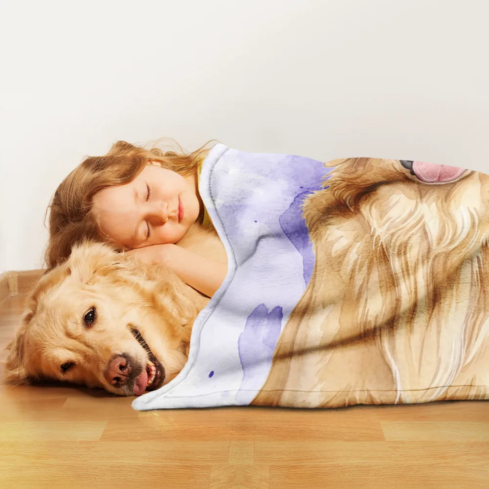 Art Design,Dog Mom,Playful,Christmas,Gift For Mother,Pet Lovers,Photo - Watercolor - Remove BG - Custom Photo Realistic Watercolor Art Our Cuddling Blanket Pet Mom - Personalized Fleece Blanket, Sherpa Blanket