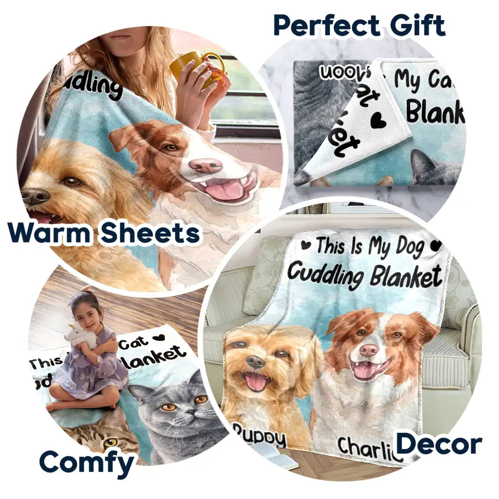 Art Design,Dog Mom,Playful,Christmas,Gift For Mother,Pet Lovers,Photo - Watercolor - Remove BG - Custom Photo Realistic Watercolor Art Our Cuddling Blanket Pet Mom - Personalized Fleece Blanket, Sherpa Blanket