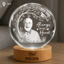 Memorial Loved One,Gift For Father,Christmas,Custom Photo,Sympathetic,Memorial,Remove BG Photo - Custom Photo Memorial Always In Our Heart - Personalized Crystal Globe Lamp