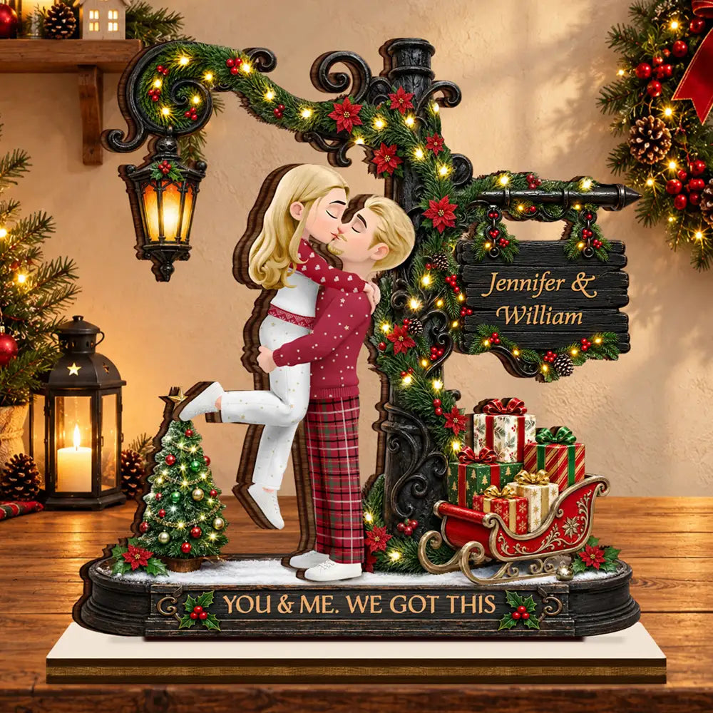 Anniversary,Christmas,Romantic,Gift For Couples,Vector - God Gave Me You Couple Anniversary Christmas Gift - Personalized Custom Shaped Wooden Plaque