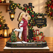 Anniversary,Christmas,Romantic,Gift For Couples,Vector - God Gave Me You Couple Anniversary Christmas Gift - Personalized Custom Shaped Wooden Plaque