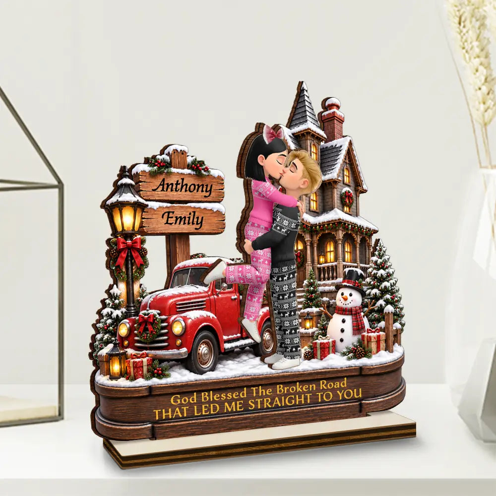 Anniversary,Christmas,Romantic,Gift For Couples,Vector - God Gave Me You Couple Anniversary Christmas Gift - Personalized Custom Shaped Wooden Plaque