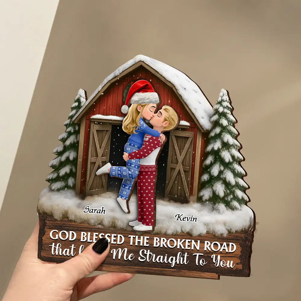 Anniversary,Christmas,Romantic,Gift For Couples,Vector - God Gave Me You Couple Anniversary Christmas Gift - Personalized Custom Shaped Wooden Plaque