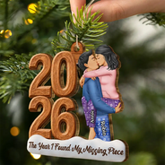 Anniversary,Christmas,Romantic,Gift For Couples,Vector - Couple Anniversary The Year I Found Missing Piece - Personalized Custom Shaped Wooden Ornament