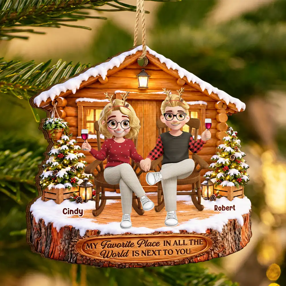 Christmas,Old Couples,Romantic,Gift For Couples,Vector - Couple Growing Old Together Since Anniversary Gift - Personalized Custom Shaped Wooden Ornament