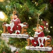 Christmas,Romantic,Gift For Couples,Vector - Couple Anniversary Gift You & Me We Got This - Personalized Custom Shaped Wooden Ornament
