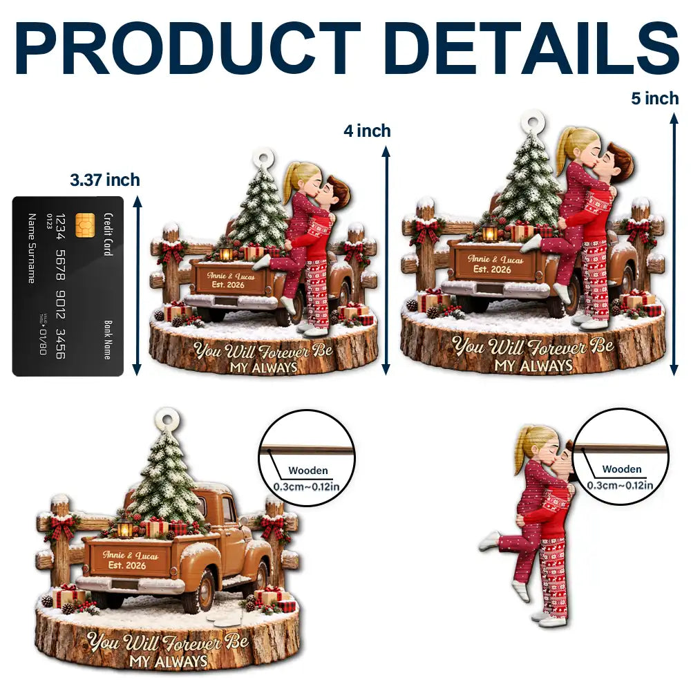 Anniversary,Christmas,Romantic,Gift For Couples,Vector - Farmhouse Romantic Couple From Our First Kiss - Personalized 2-Layered Wooden Ornament