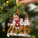 Pet Couple,Christmas,Romantic,Pet Lovers,Gift For Couples,Vector - Pet Couple Lovely Christmas Keepsake - Personalized Custom Shaped Wooden Ornament