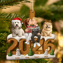 Pet Couple,Christmas,Romantic,Pet Lovers,Gift For Couples,Vector - Pet Couple Lovely Christmas Keepsake - Personalized Custom Shaped Wooden Ornament