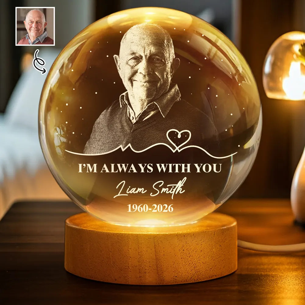 Custom Photo I'm Always With You Memorial Gift - Personalized Crystal Globe Lamp
