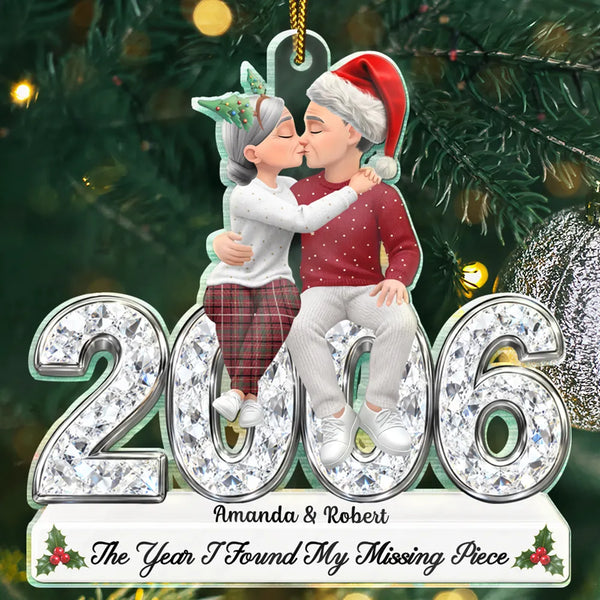 Anniversary,Christmas,Romantic,Gift For Couples,Vector - The Year I Found My Missing Piece Romantic Couple Anniversary - Personalized Custom Shaped Acrylic Ornament