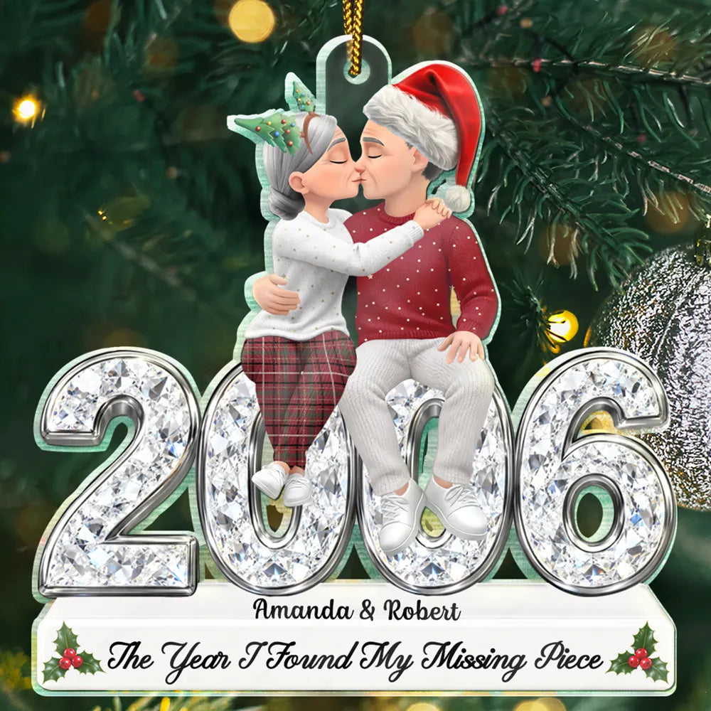 The Year I Found My Missing Piece Romantic Couple Anniversary - Personalized Custom Shaped Acrylic Ornament