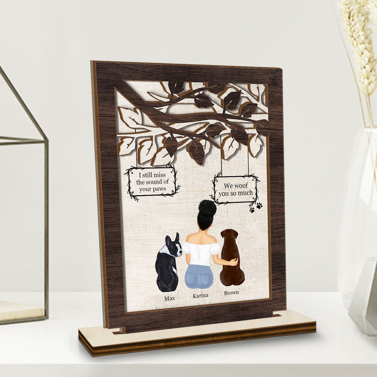 I Miss You I Know - Memorial Gift For Dog Lovers, Dog Mom, Dog Dad - Personalized Custom Shaped 2-Layered Wooden Plaque