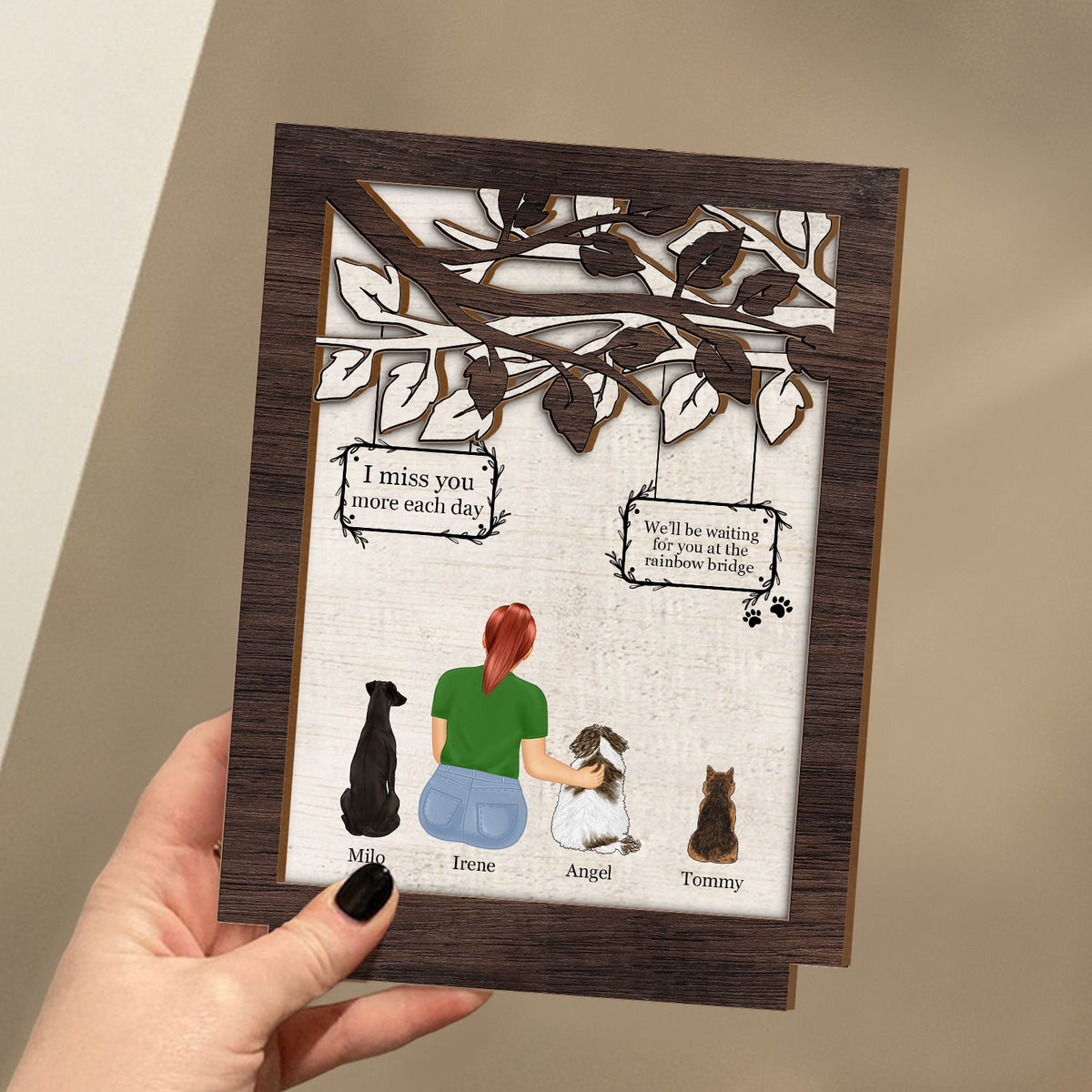 I Miss You I Know - Memorial Gift For Dog Lovers, Dog Mom, Dog Dad - Personalized Custom Shaped 2-Layered Wooden Plaque