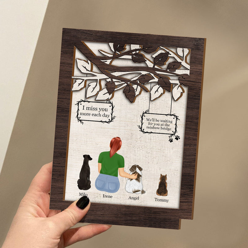 I Miss You I Know - Memorial Gift For Dog Lovers, Dog Mom, Dog Dad - Personalized Custom Shaped 2-Layered Wooden Plaque